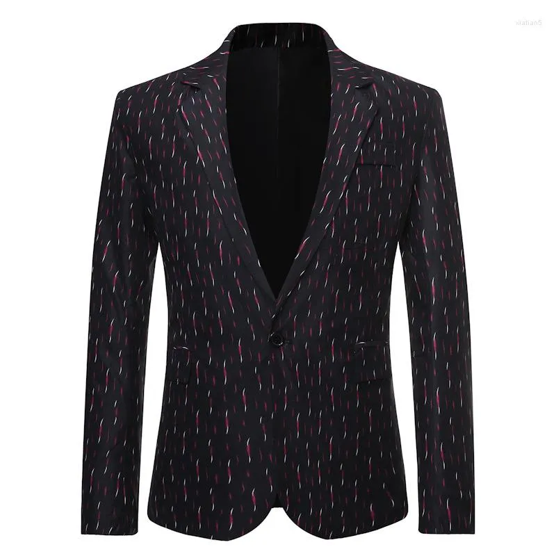 Abiti da uomo marca Blazer Blazer maschi in cotone con stampa a quadrila vestito di lusso giacca primavera a pulsante singolo mascolino plus size