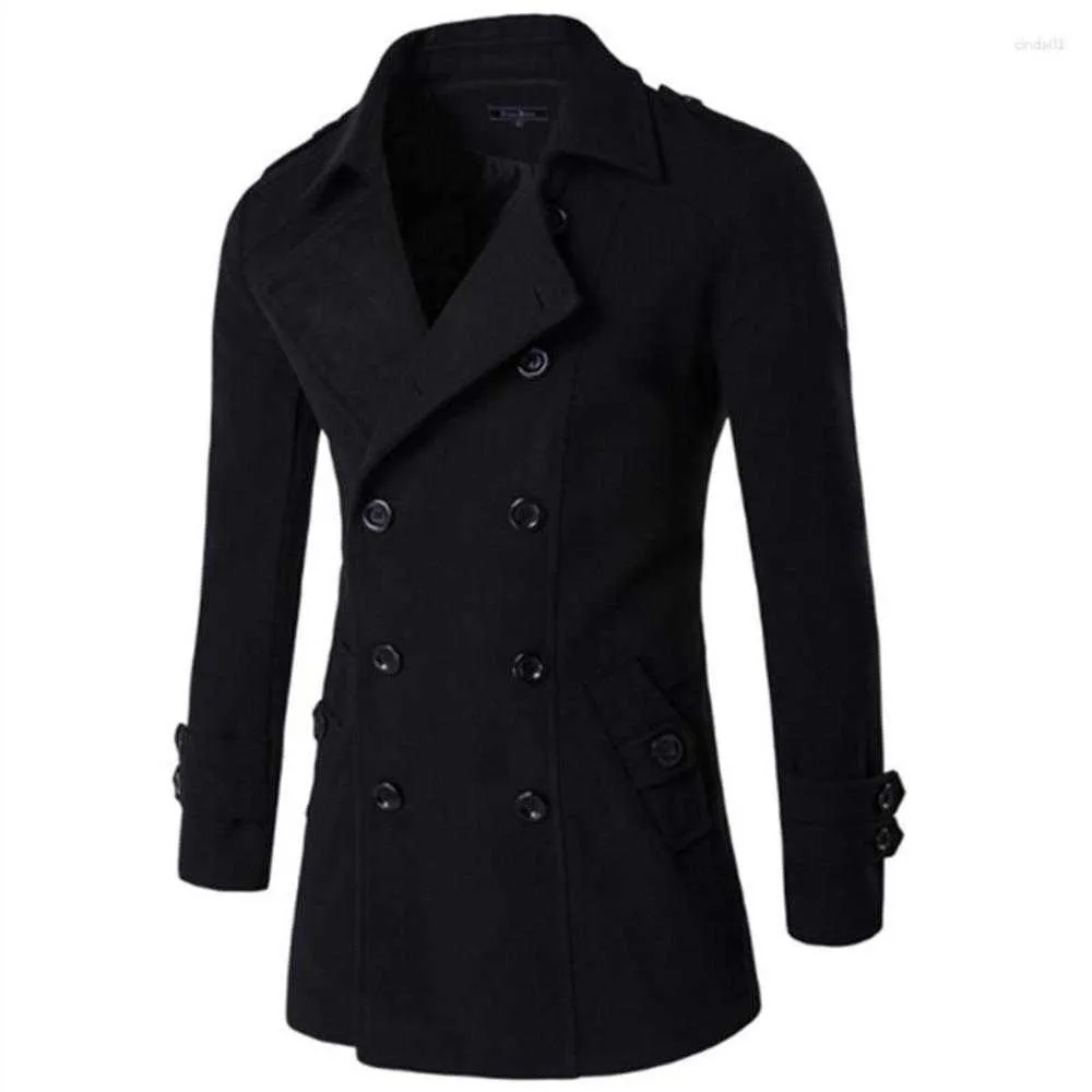 Men's Trench Coats Men British Style Double Breasted Top Coat Mens Long Masculino Male Clothing Classic Drop Overcoat0ffw