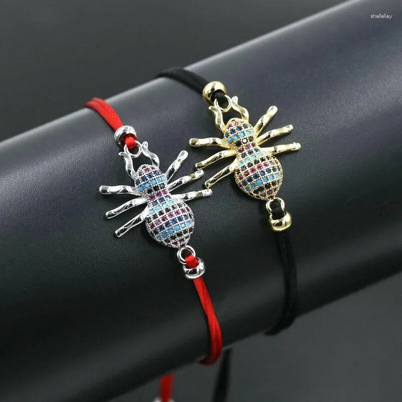 Charm Bracelets Micro Inlay Crystal Zircon Insect Spider Braid Bracelet Red Thread String Bee For Men Women Lovers Couples Jewelry