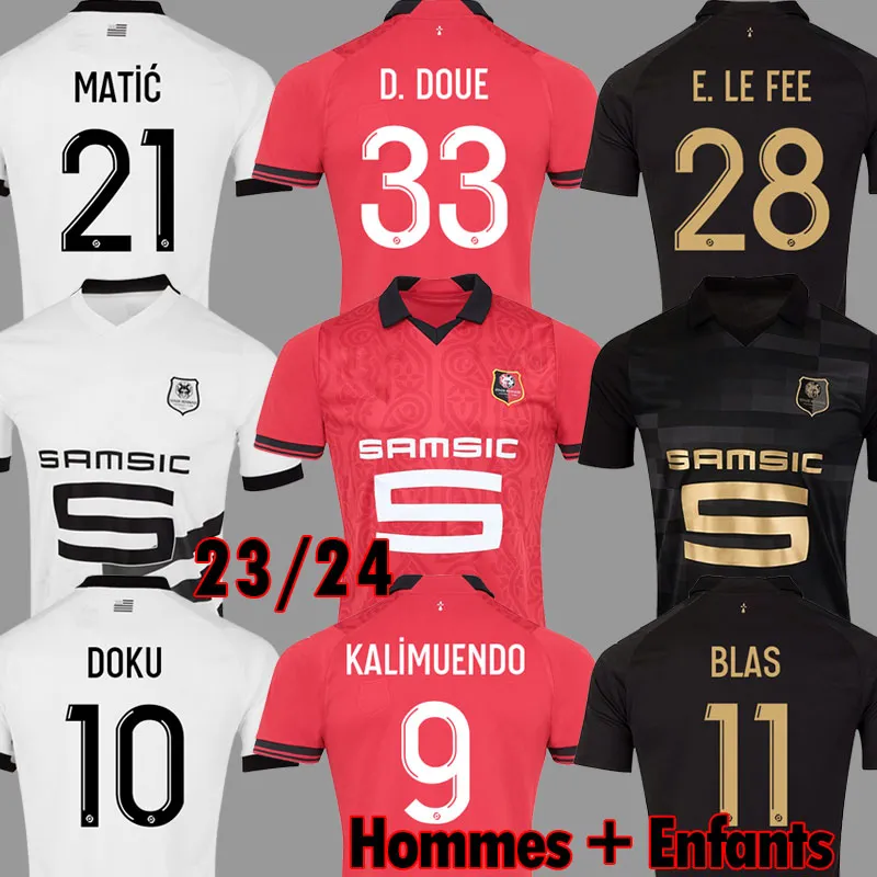 23 24 Stade Rennais soccer jerseys GOUIRI BLAS Rennes TERRIER BOURIGEAUD KAMALDEEN KALIMUENDO maillots de foot 2023 2024 DOKU E. LE FEE Football shirt KIDS