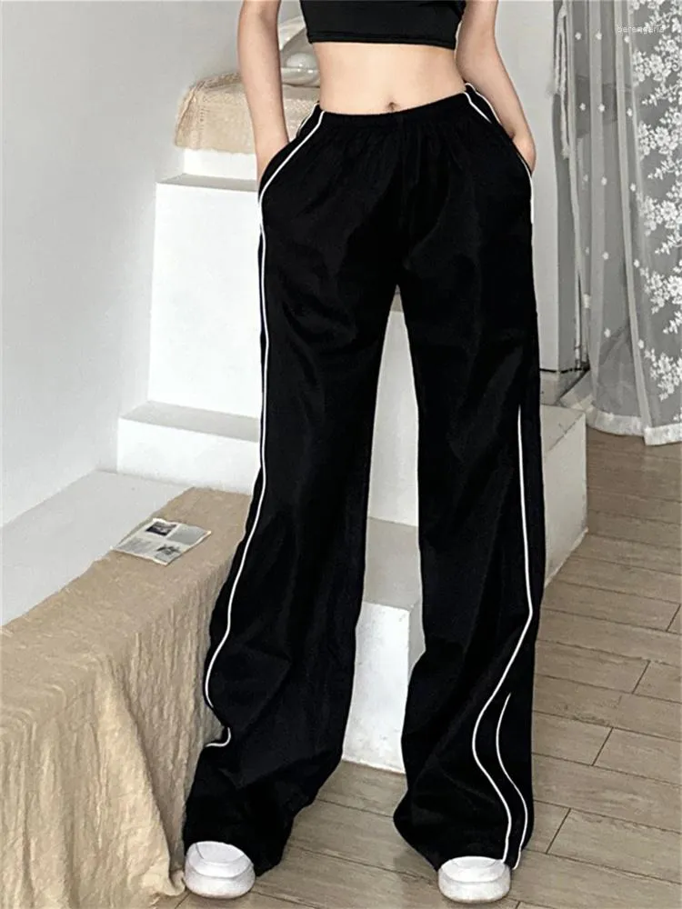 Pantalon femme 2023 pantalon de survêtement noir élastique taille basse droit sport Jogging pantalon mode coréenne Streetwear décontracté pour les femmes