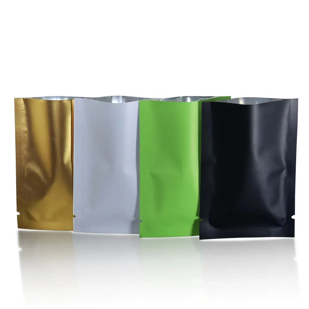 100Pcs/Lot Open Top Matte Aluminum Foil Bag Coffee Tea Food Bag Mylar Foil Vacuum Packaging Bag Heat Seal Storage Pack Pouches LX6051