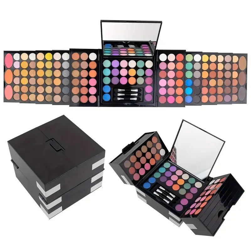 148-Colors Magic Cube Makeup Box, Multifunctional Makeup Palette With 82-Color Pearly Eyeshadow Palette, 60-Color Matte Eyeshadow, 3-Color Blush,