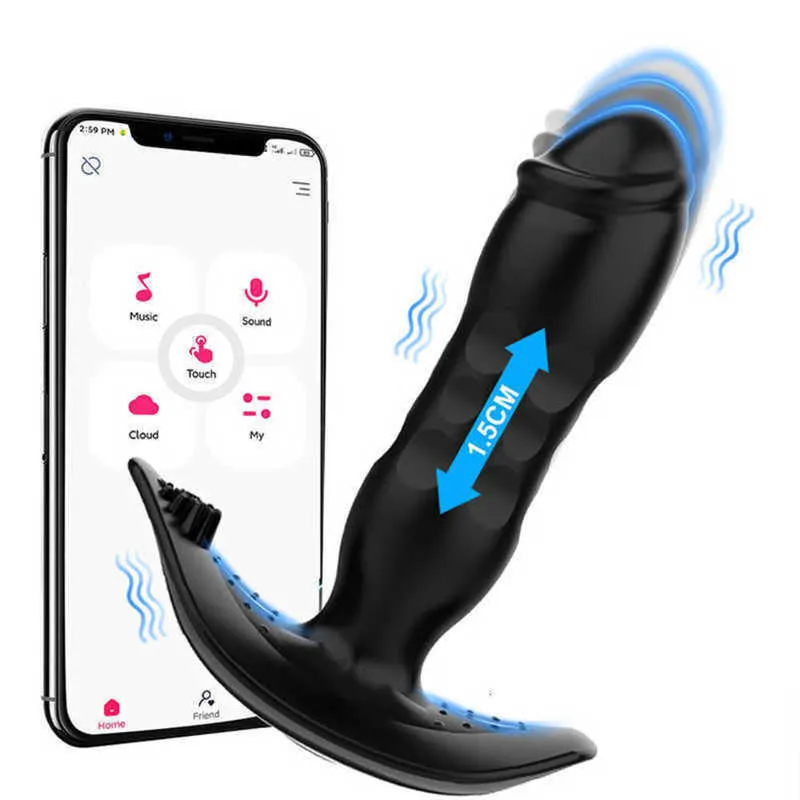 App Bluetooth Control Telescopic Anal Butt Plug Vibrator Men Prostate Massager Vagina Dildo For Women Gays