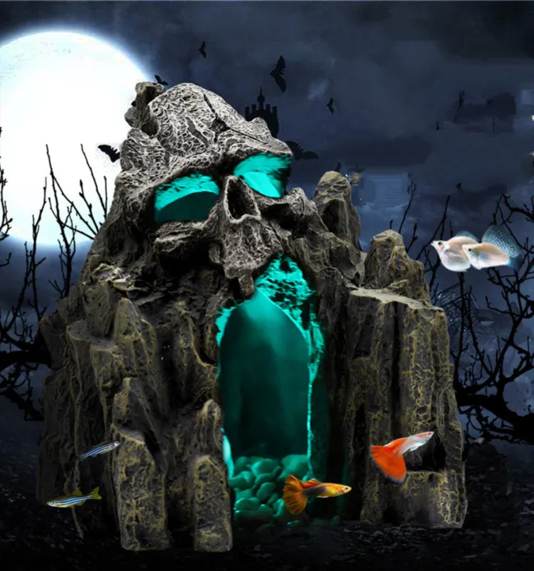 fish tank accessories shipwreck SLOCME Aquarium Decorations Colorful landscape makes your fish vitality Optimized Design Crashed Rocket Shipwreck: Aquarium Cave