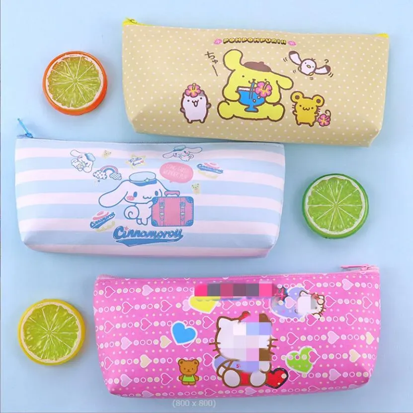 Großhandel Mode süße rosa lila Kuromi Melodie Bleistifttasche große Kapazität Cinnamoroll Reißverschlussbag Accessoires 4 Styles 21*10,5*3CM 23 LL