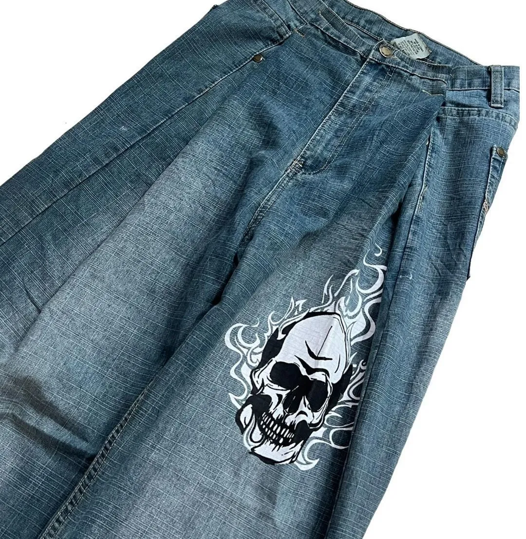 2000's archive grunge刺繍denim pants y2k Mens Jeans Harajuku Hip Hop Y2K Jeans Graphic From Kong02