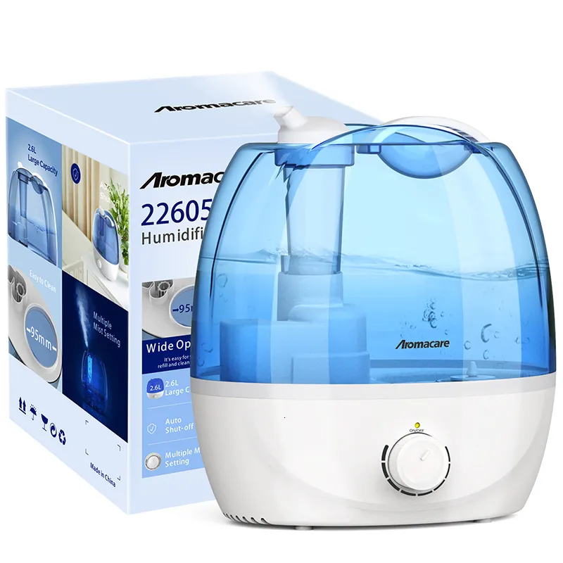 Ätherische Öle Diffusoren Aromacare Cool Nebel Luftbefeuchter 2,6 l Ruhige Ultraschall-Luftbefeuchter für Schlafzimmer großer Raumanpassungsbar-360 ° Rotation-BPA kostenlos 230821