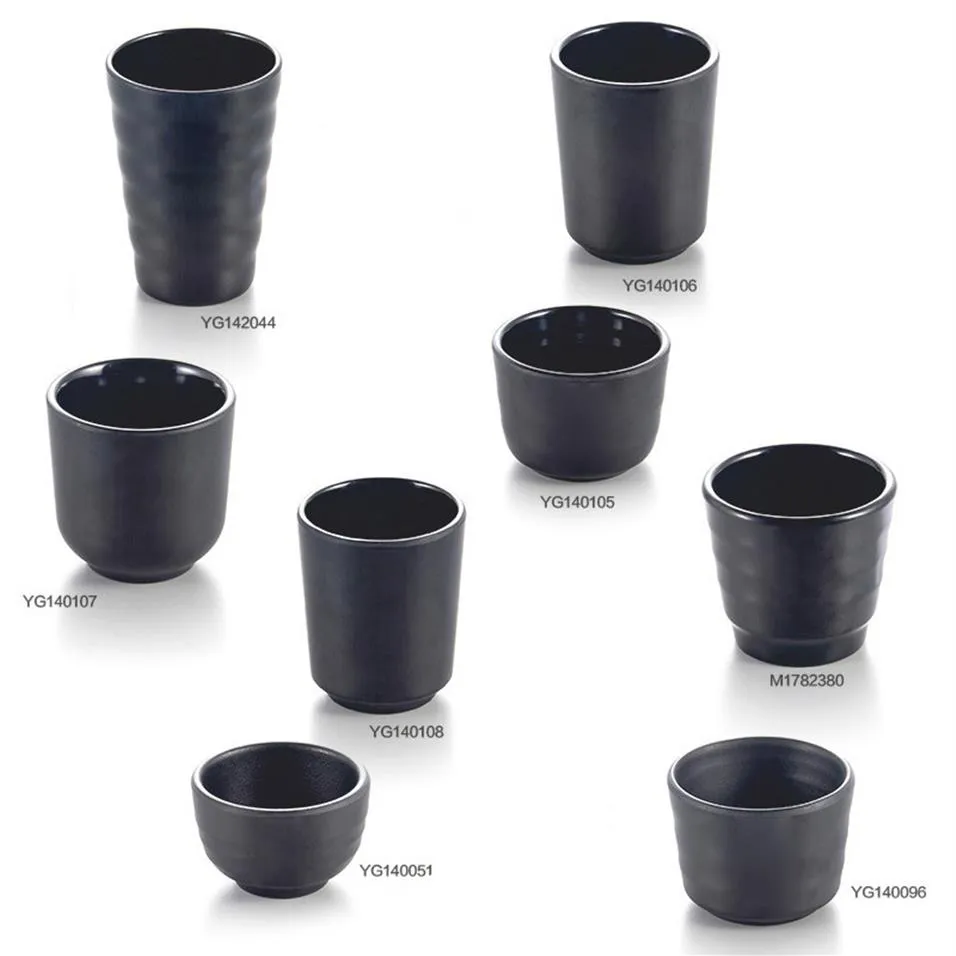 A5 Melamine Yemek Takımı Su Kupası Restoran Black Frost Imitation Porselen Sofra Çay Kupası Süt Çay Ticari Cup300E