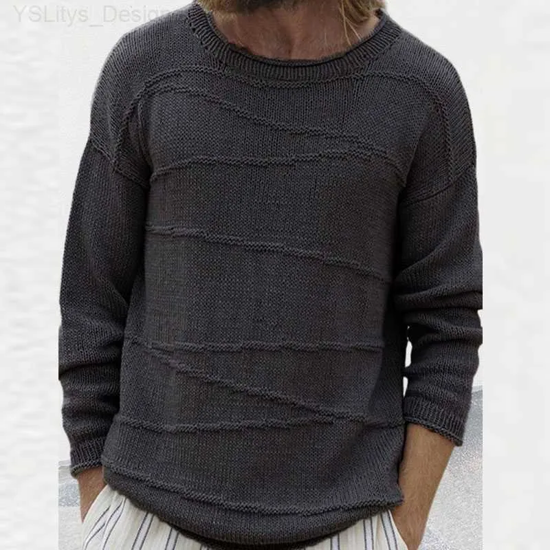 Mens Vintage Knit Sweater Casual Long Sleeve Pure Color Ravenclaw