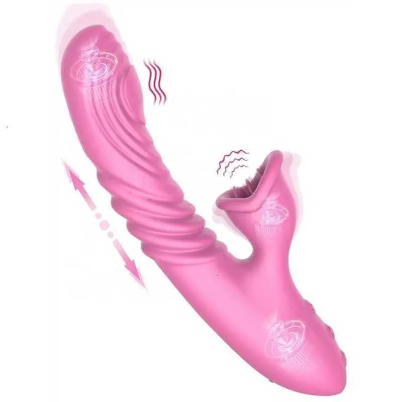 Sanica 2022 USB oplaadbare stuwtelescoop Verwarming likken 3 in 1 konijnenvibrator