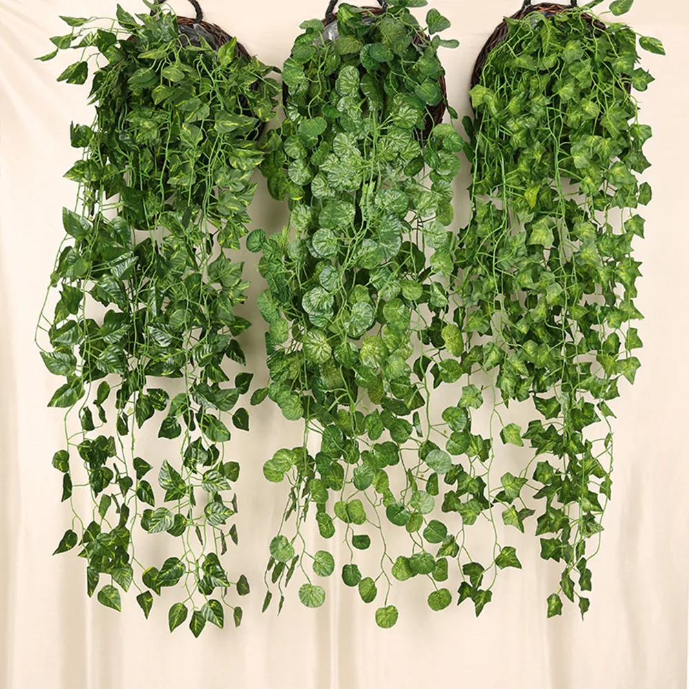 Faux Floral Greenery 1pcs Artificial Plants Creeper Wall Hanging Indoor Green Plant Decor Fake Flower Rattan Leave Wholesale 230822