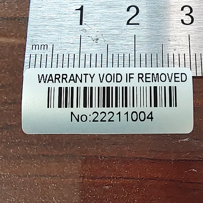 1000 peças etiqueta de número de série selo de garantia etiqueta de segurança código de barras linha de produtos numerada VOID esquerda remoção à prova de violação tampa evidente
