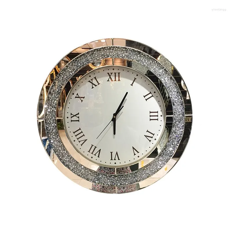 Orologi da parete grande specchio 3d orologio 3d grandi dimensioni argento diamante di lusso silenzioso design moderno soggiorno decorazione della casa americana