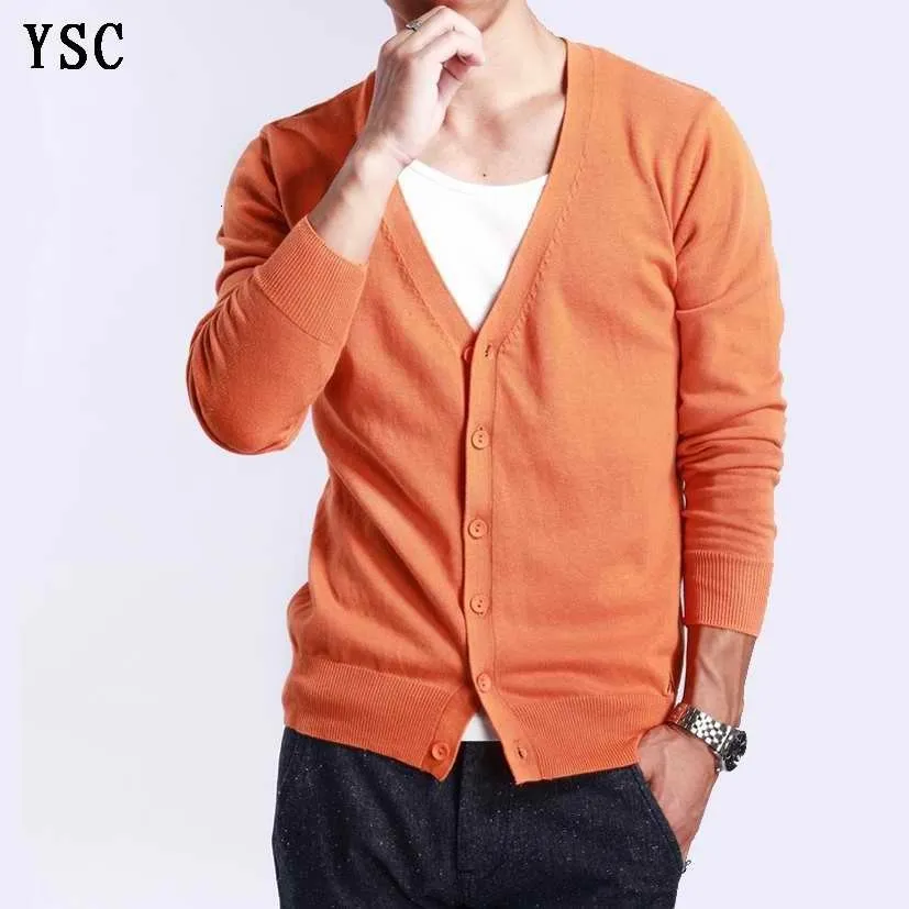 Men s Sweaters YUNSHUCLOSET Spring multi colored V neck solid color sweater outerwear male cashmere cardigan knitted 230821