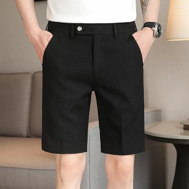 Shorts pour hommes noir/blanc/kaki qualité été affaires vêtements de cérémonie pour hommes vêtements 2023 coupe ajustée décontracté bureau court Hombre