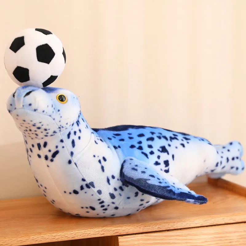 Poupées en peluche Creative Lifelike Seal Sea Lion Toys Heading the Ball Stuffed Soft Simulation Infauna Funny Children's Decor Gift 230821