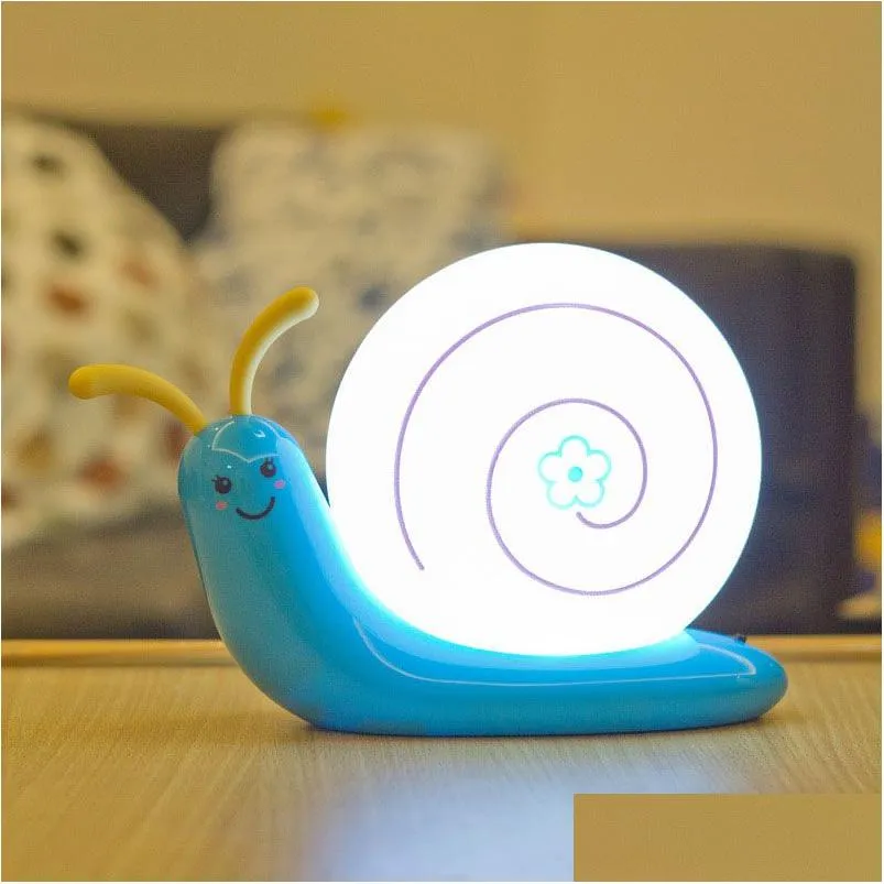 Party Favor Night Light Lampe décorative Lampe Chambre Enfants Enfants Bébé USB Batterie LED Escargot Slee Toilette Za2541 Drop Livraison Accueil G Dhkl1