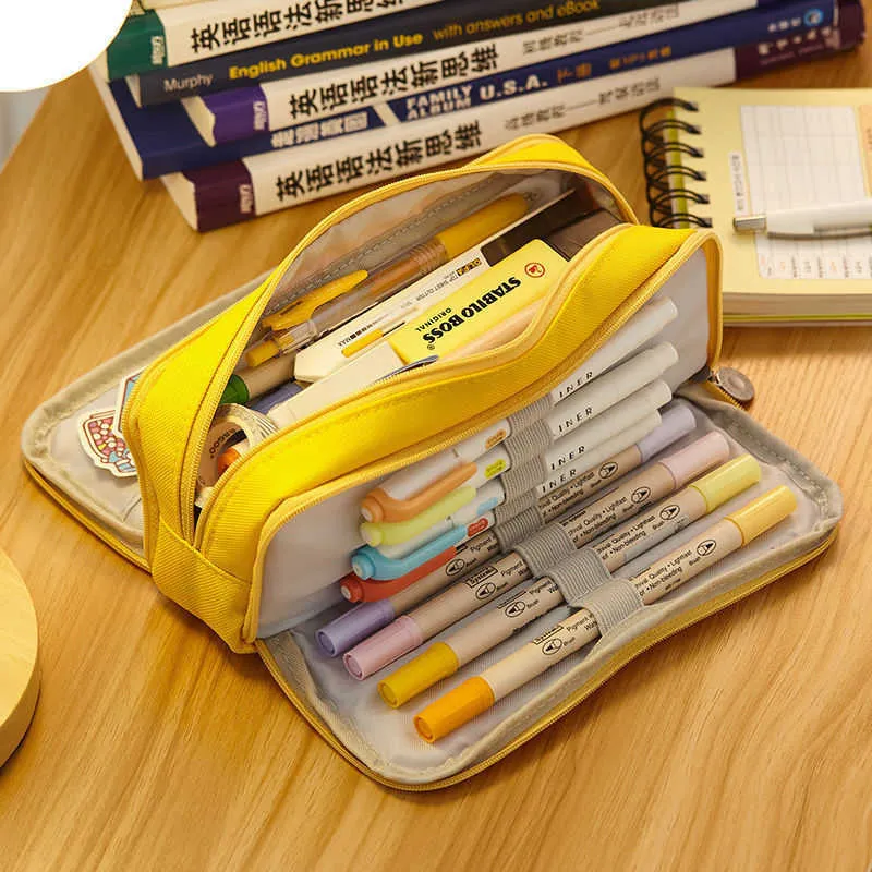 Angoo Macaron Color Canvas Pencil Case Cute Math Toys For