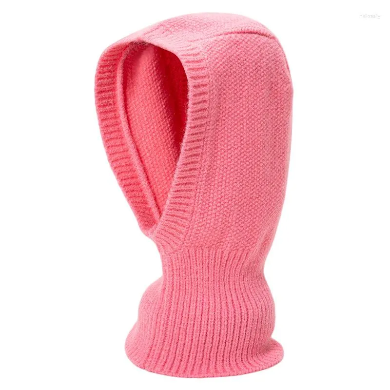 Bérets unisexe tricoté écharpe capuche chapeau hiver femmes Beanie bavoir Chic casquettes Bonnet dame laine cou visage protéger cagoule Skullies hommes à capuche