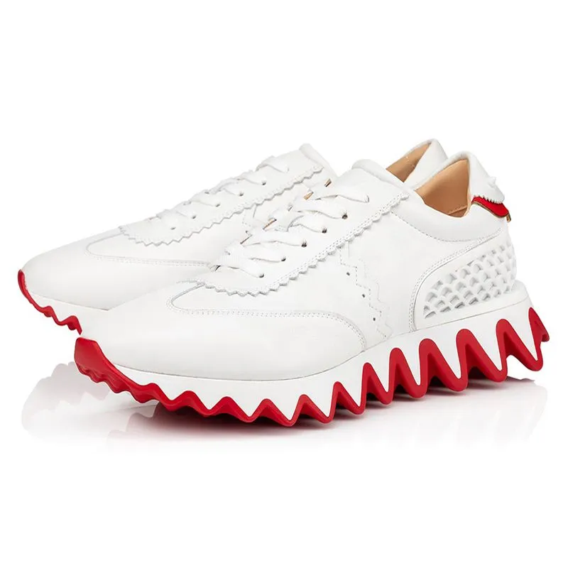 White trainers cheap red sole