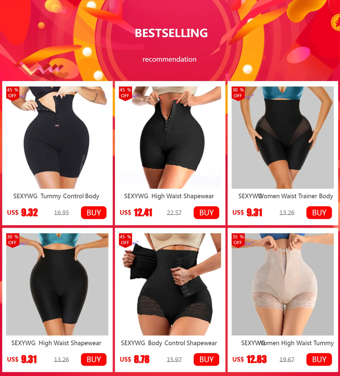 SEXYWG Tummy Control Body Shaper High Waist Shapewear Shorts Women Waist  Shapewear Panties Spanx Shapewear for