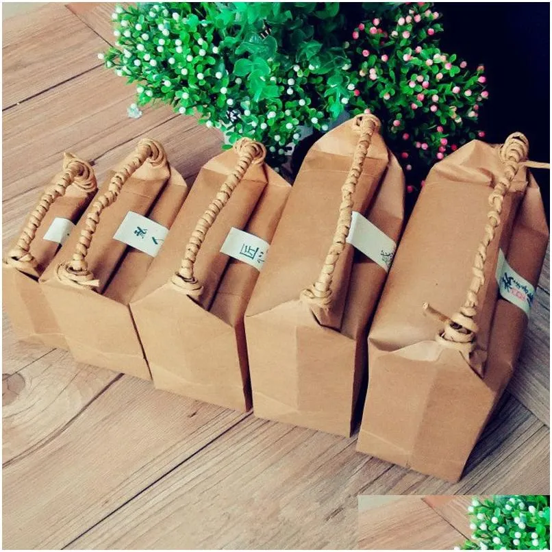 Present Wrap Kraft Paper Rice Bag Tea Packaging Brown Sugar Black Bags LX2961 Drop Delivery Home Garden Festive Party Supplies Event Dhnjl