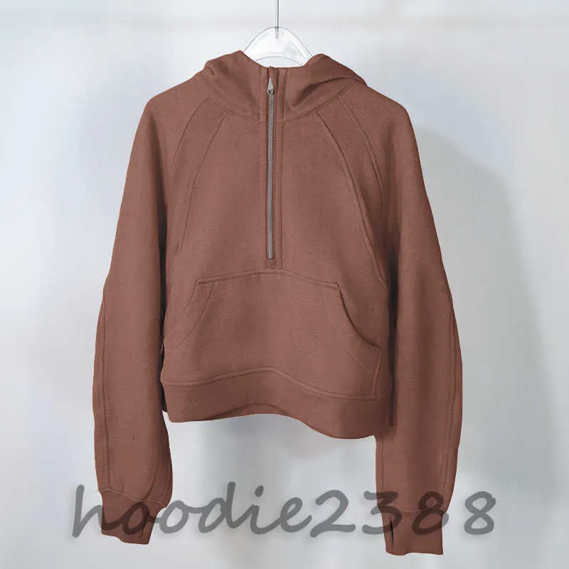 2023 Половина Zip Hoodie Женская йога йога костюм Lulu Дизайнер-дизайнерская толстовка с капюшоном.