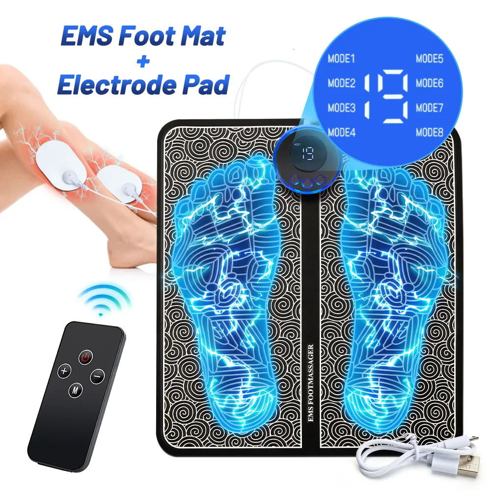 Foot Massager Ems Foot Massager Pad Portable Foldable Massage Mat Pulse Muscle Stimulator Improve Blood Circulation Relief Pain Relax Feet Usb 230822