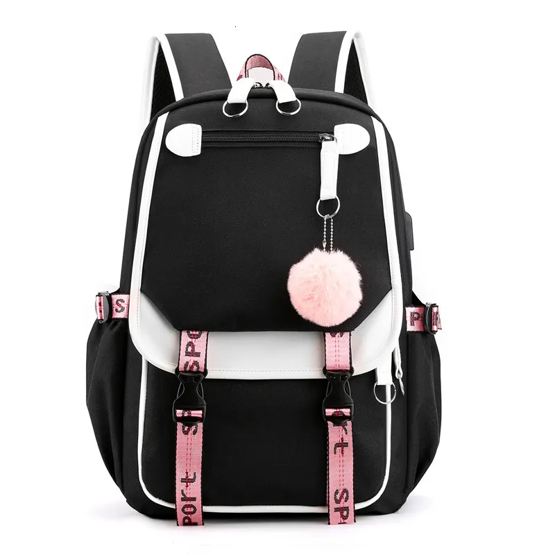 Schooltassen Koreaanse stijl High School Backpack voor tienermeisje mode zwarte blanke student meisjes backpack schoolbag schattig boektas 230822