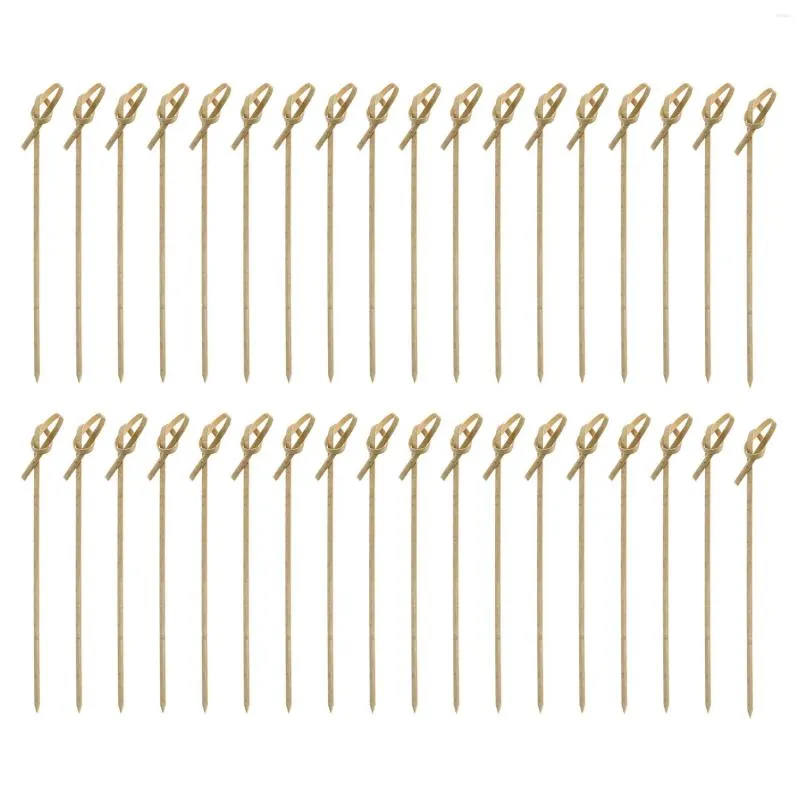 Forks Cocktail Sticks 300 PCS Japaneses Style Bamboe geknoopte spiesjes tandenstokers met Twisted Ends Party Supplies