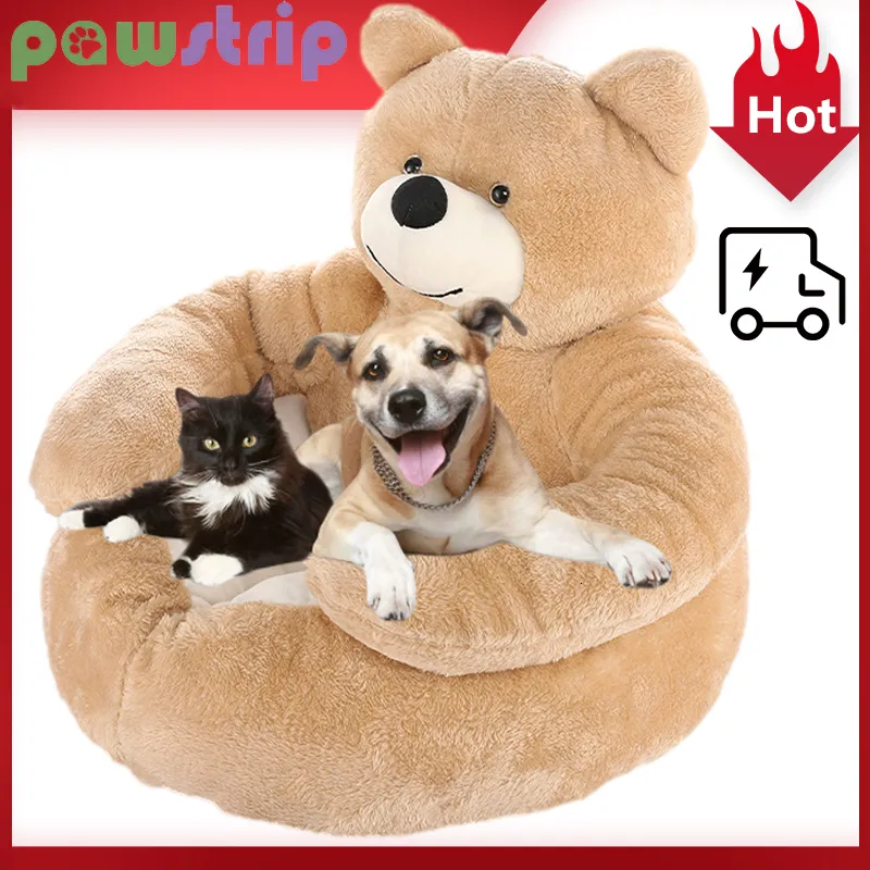 kennels pennen super zacht hondenbed schattig winter warme beren knuffel katten slaapmat semi-gesloten puppy kitten pluche nest kussenhondenhonden bank huisdier benodigdheden 230821