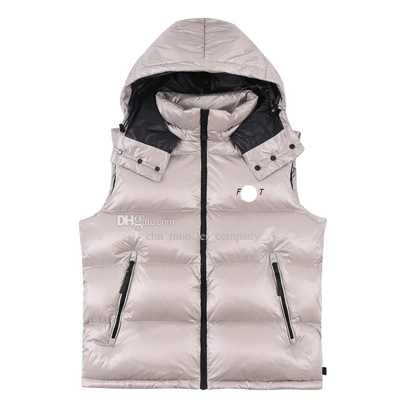 Chest Letter Badge Hooded Mens Down Vest Back Letters Print men gilet Detachable Hat gilets Winter Warm down vests Size 1--5