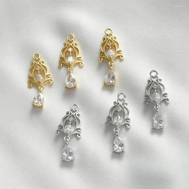 Afitos de alta qualidade de cor de cobre embutido zircão retro flores de renda 1pcs para acessórios para jóias de moda DIY