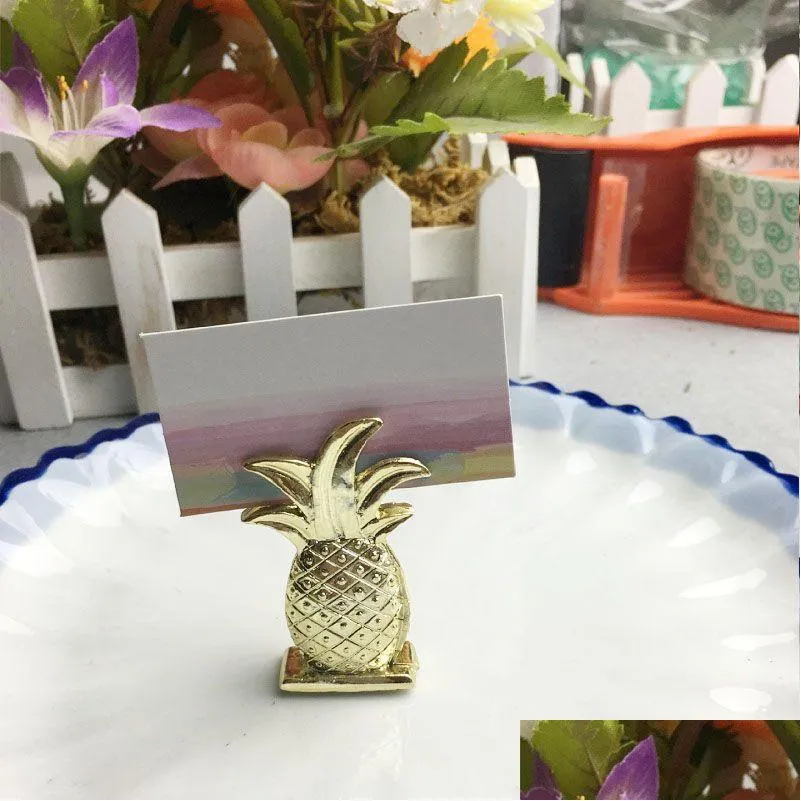 Party Favor Style Gold Pineapple Place Titulaire de la carte Numéro de table Figure Stand Fournitures Décor de siège numérique Za1394 Livraison directe Accueil Gar Dhfaz