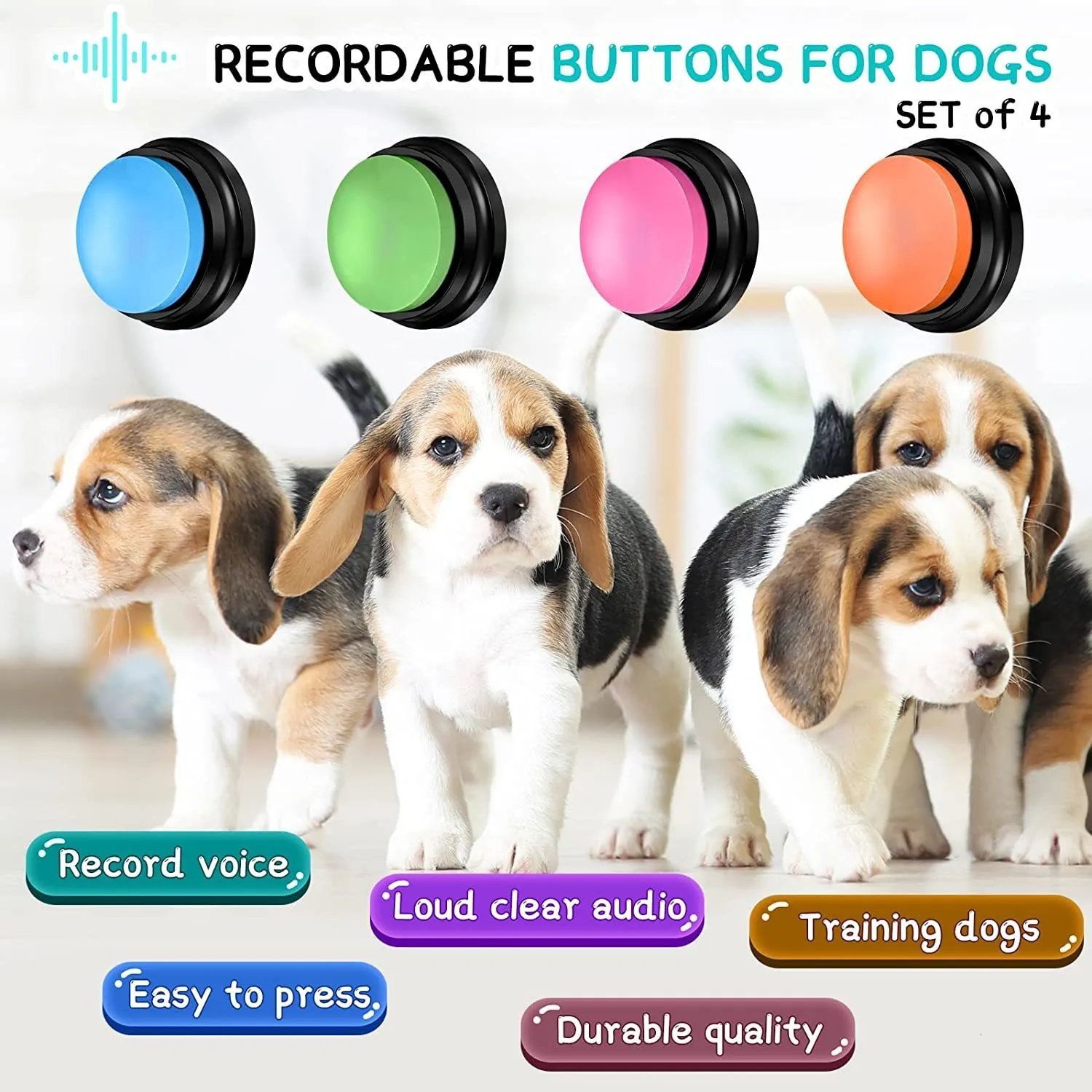 Dog Speaking Buttons Zksm Repeatable Dog Communication Talking Button ...