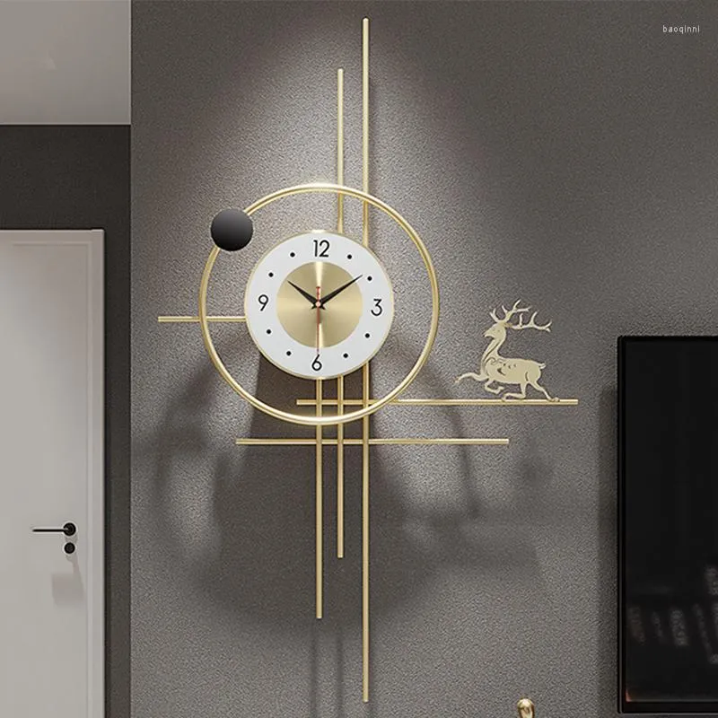 壁時計サイレントラグジュアリーデジタルクロック大型フォーマットキッチンゴールドメカニズムベッドルームワンドクロックホームデコレーションXY50WC