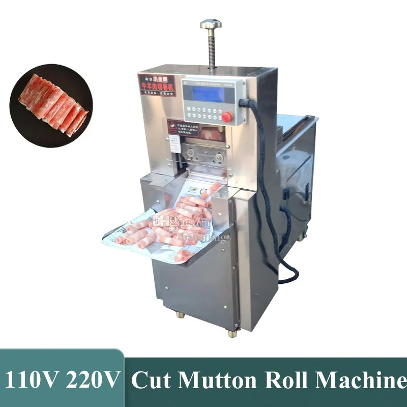 Commercial Electric Meat Slicer Cut Lamb Beef Meat Roll Machine Rostfritt stål Lamm Roll Cutting Machine 2200W