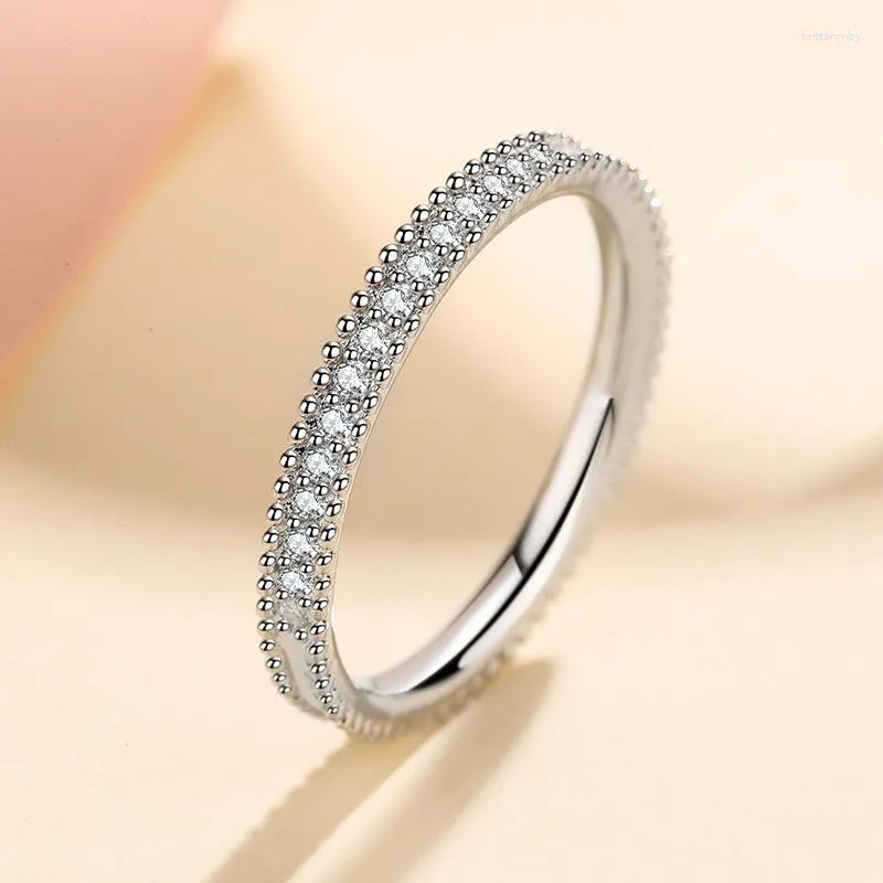 Bagues en grappe Bague en argent sterling 925 Pt950 Plaqué Brillant Coupe D Couleur Moissanite Diamant Queue Bijoux Élégants Pour Femmes Filles Cadeau