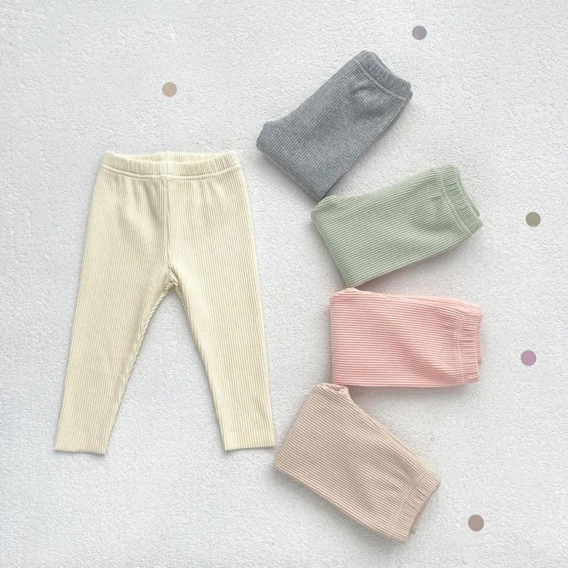 Trousers 2023 Korean Spring Autumn Baby Girls Leggings Cotton Ribbed Bottoming Versatile Infant Pants Born Outfits