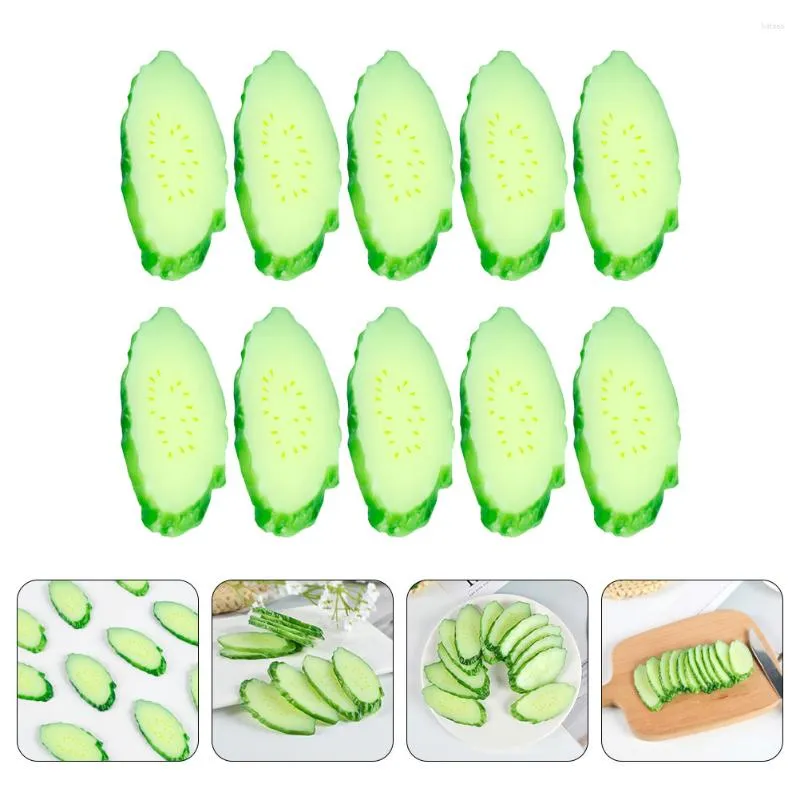 Party Decoration 10 Pcs Simulation Cucumber Slice Cucumbers Lifelike Models Food Simulated Pvc Educational Prop Vegetable Child