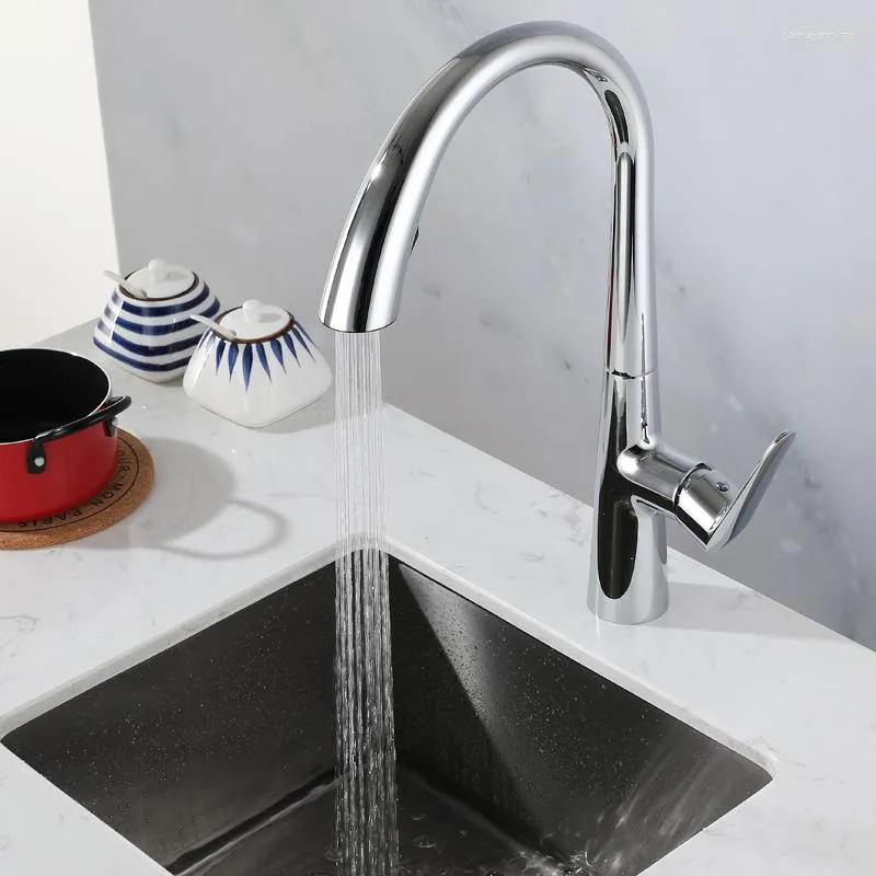 Küchenarmaturen elektroplierende Farbwaschbecken ausziehen und kaltes Wasserhahn 360 ° Rotation Dual Sink Haushaltsbetriebsabschnitt Tele