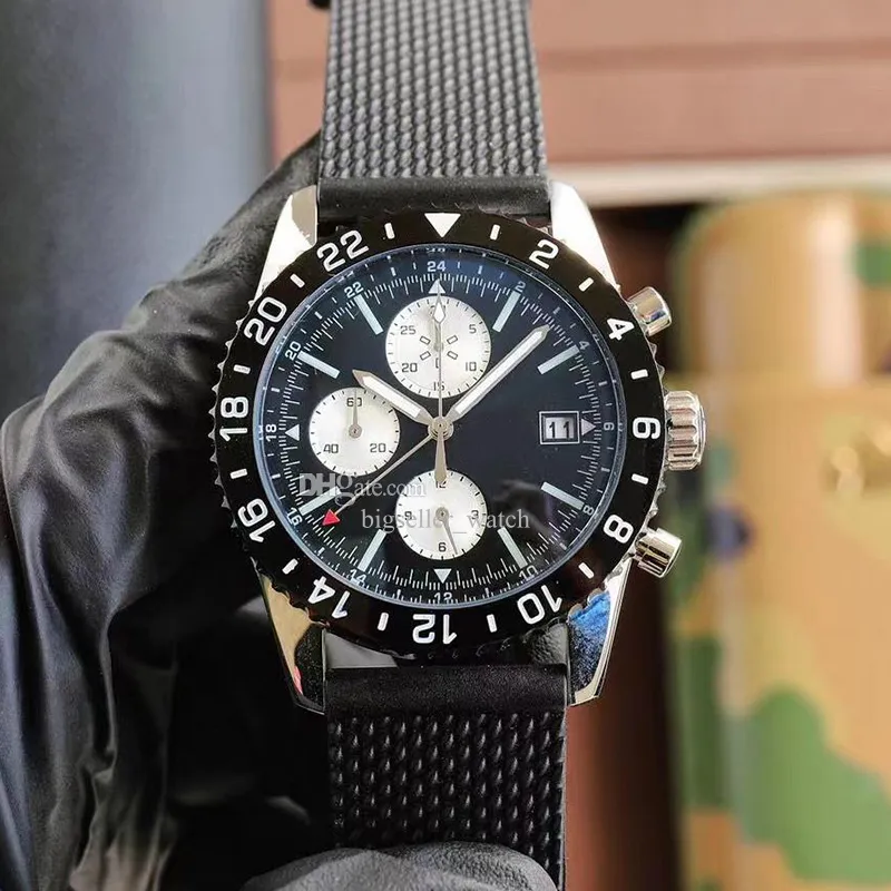 Męski kwarcowy designer klasyczny 43 mm gumowy pasek ze stali nierdzewnej tarcza szafirowa Wodoodporna zegarek Montre de Luxe