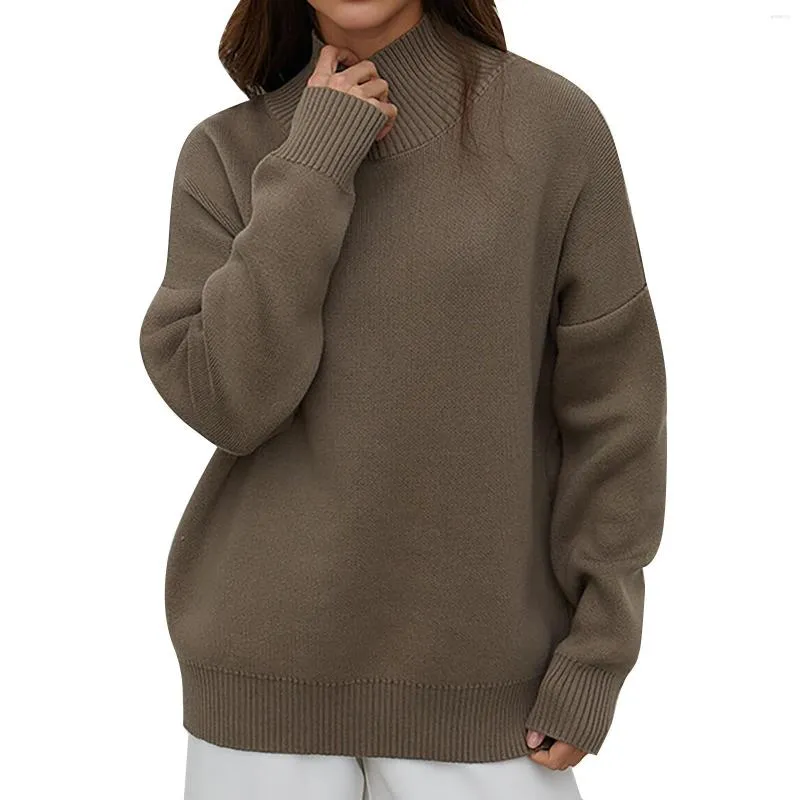 Dames truien modetrend vaste kleur losse warme halfturleneck trui zomer sweatshirts voor vrouwen