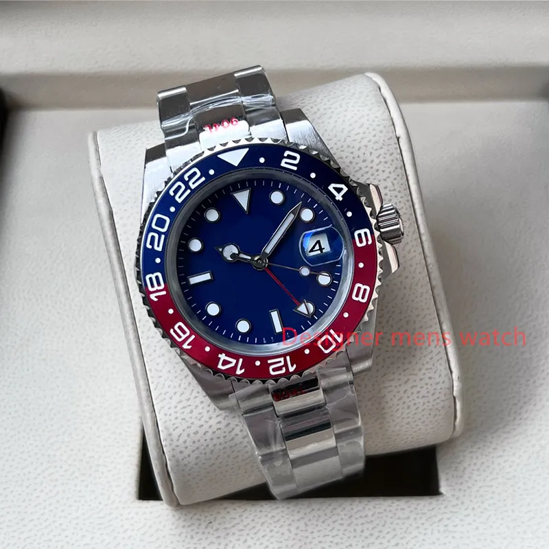 Luxury horloge voor heren DHGA904L Ronde datum Mark Verlicht Blue Dial Volledig automatisch mechanisch horloge GMT Sapphire Glass Waterdichte ontwerper