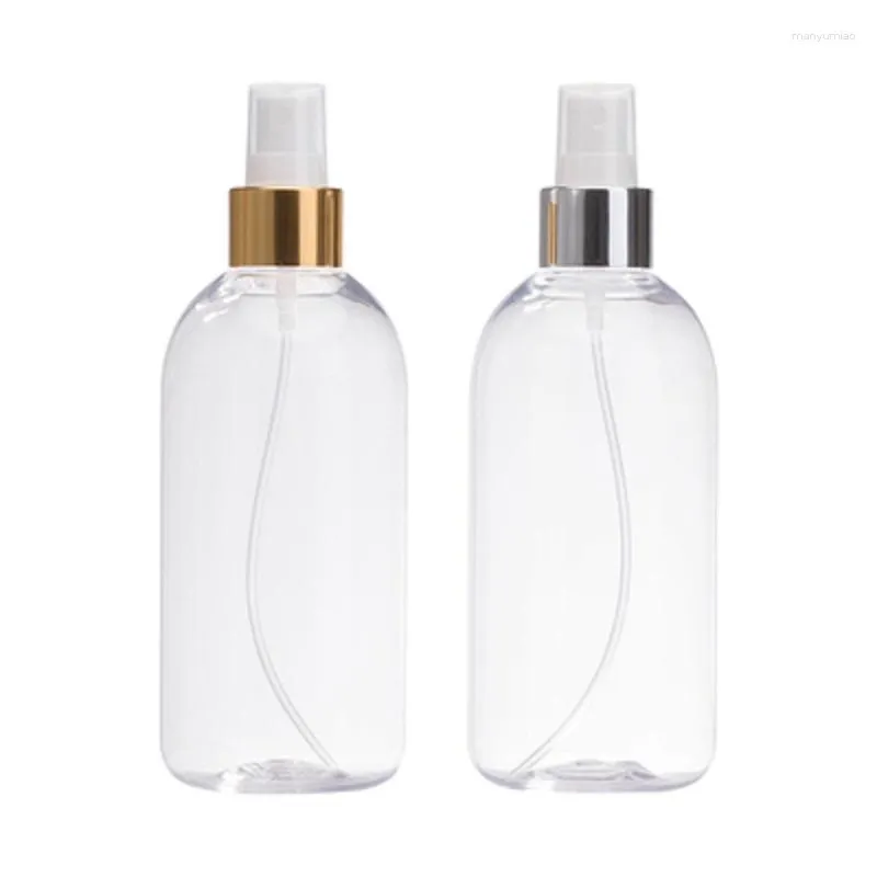 Storage Bottles Plastic Bottle Empty Clear 300ML Shiny Gold Silver Collar Spray Pump 15Pcs Portable Refillable Cosmetic Container