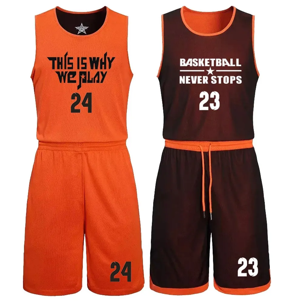 Ensembles de course Hommes Enfants Doubleside Basketball Jersey Uniformes Kits de sport Femmes Jeunes Vêtements de sport réversibles Équipe Nom personnalisé Numéro 230821