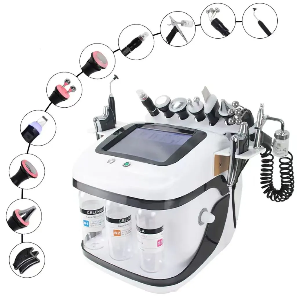 Neue Salon verwenden Dermabrasionsgesichtsmaschine 10 in 1 Augengesichthebeziehung Hautstraffung Hydra Mikrodermabrasion Spa Pflege