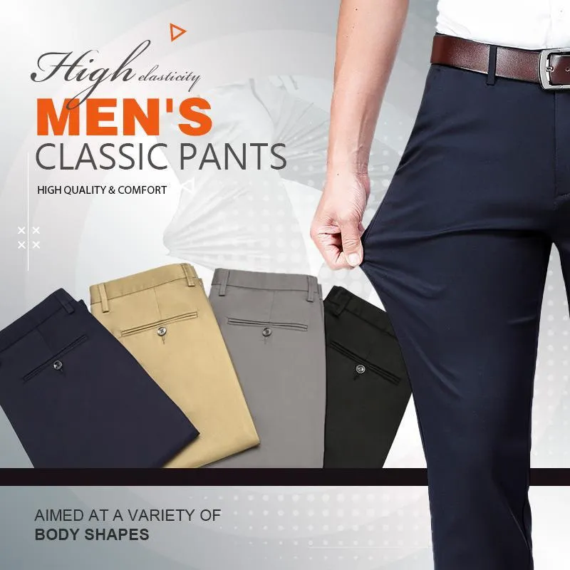 Męskie spodnie High Elaster Classic Pants Spring Summer Casual Pants Spodnie wysokie talia
