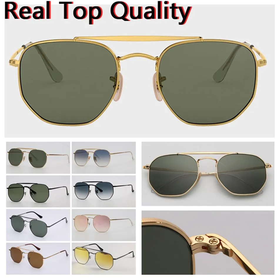 mens sunglasses designer sunglasses hexagonal double bridge fashion sunglasses UV glass lenses with leather case and all retail p327m